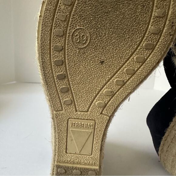 Verbenas Mamen Serraje Espadrilles size EU 39 Marine Blue Tan Wedges - Picture 10 of 13